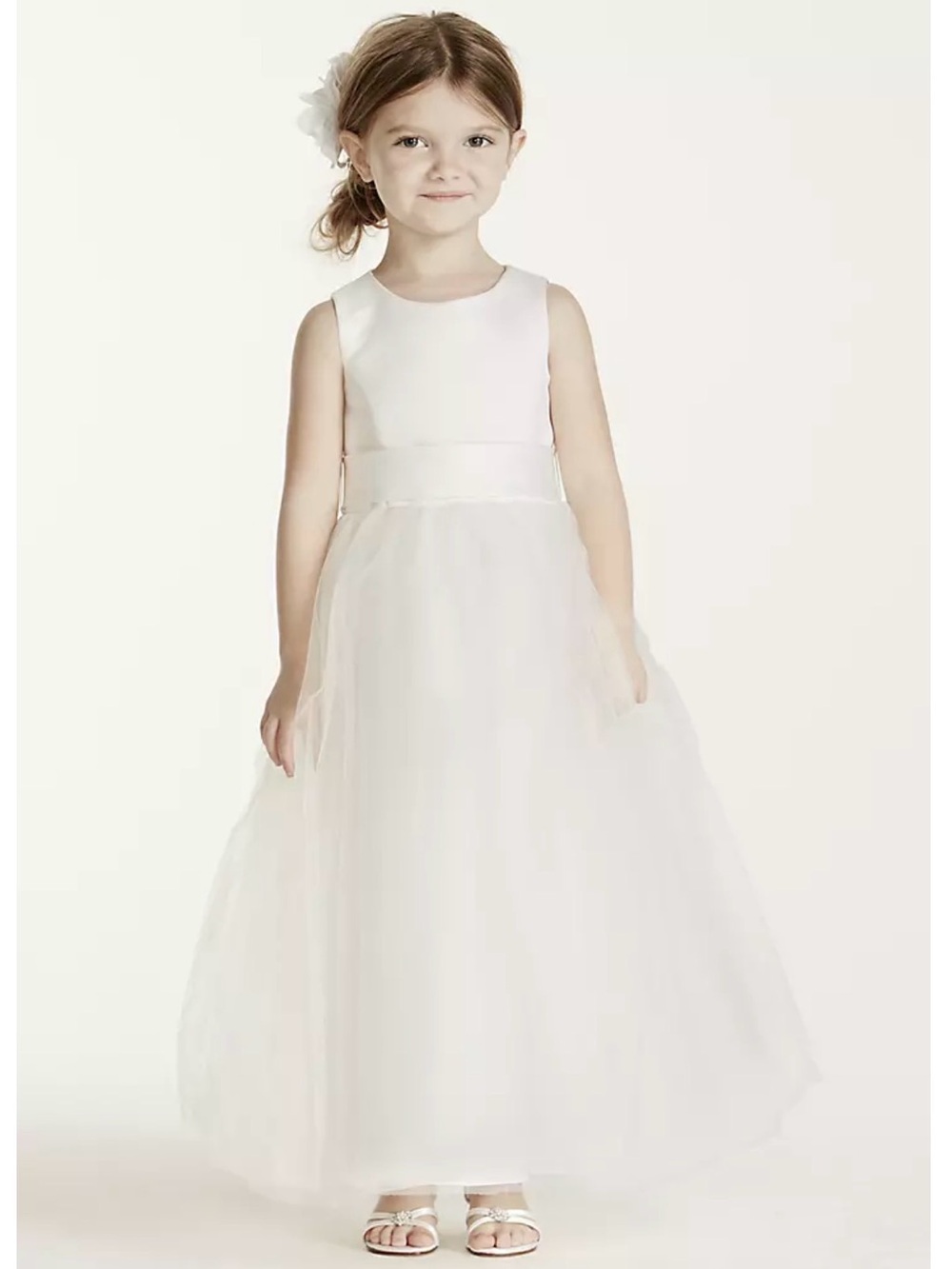 David's Bridal Satin Flower Girl Dress